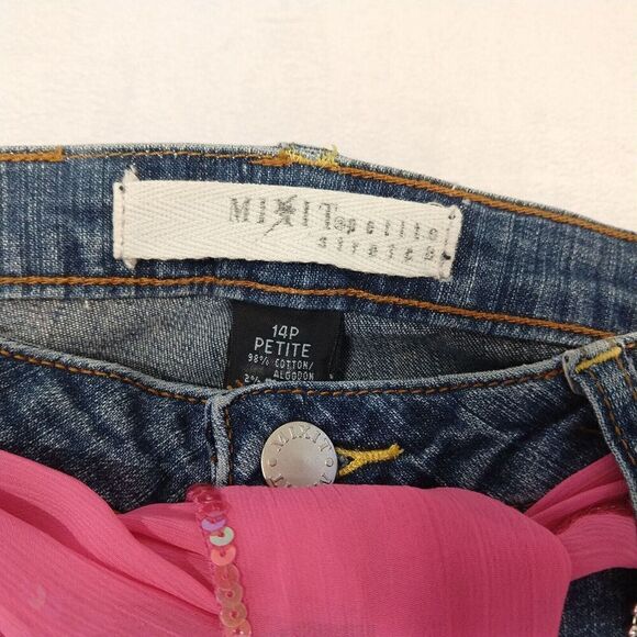 Vintage Y2K Mix It Low Rise Boot Cut Jeans Size 14P NWT Scarf Belt Deadstock - Picture 5 of 7